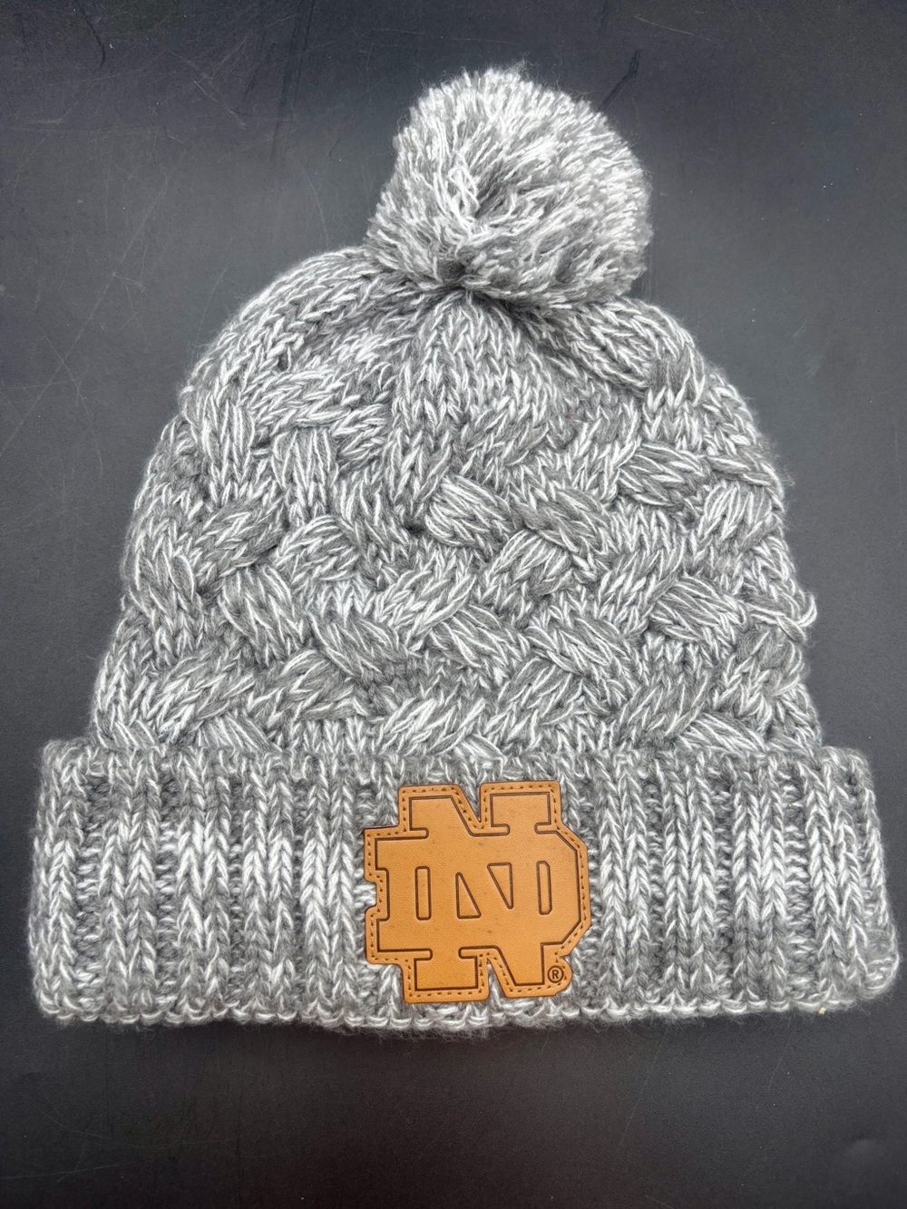 Top of the World Notre Dame Fighting Irish Knit Cuffed Beanie Pom Hat Grey